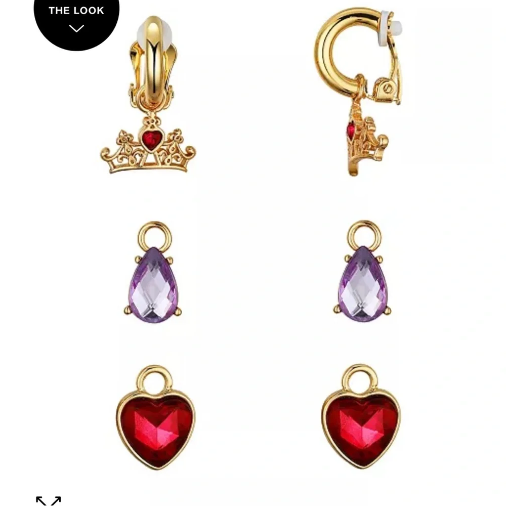 NWT 2 sets Disney Princess Clip on Earring sets rhinestones hearts crowns